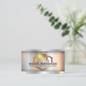 Gouden semi-trucklogo | Metaal Industrieel  Visitekaartje (Staand voorkant)