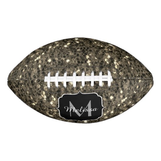 Gouden sepia fonkelt faux glitter Monogram American Football (Voorkant)