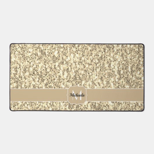 Gouden sepia glitter fonkelt Monogram Bureaumat (Voorkant)