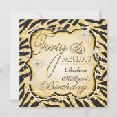 Gouden Sequin 40e Verjaardagsfeestuitnodigingen Kaart (Voorkant)