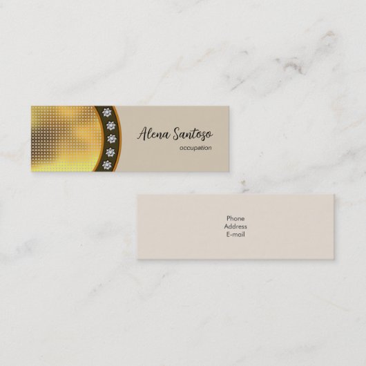 Gouden Sequin Bling Mini Visitekaartje (Voorkant / Achterkant)