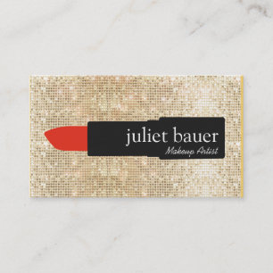 Gouden Sequin Make-up Artiest Lipstick Logo Beauty Visitekaartje