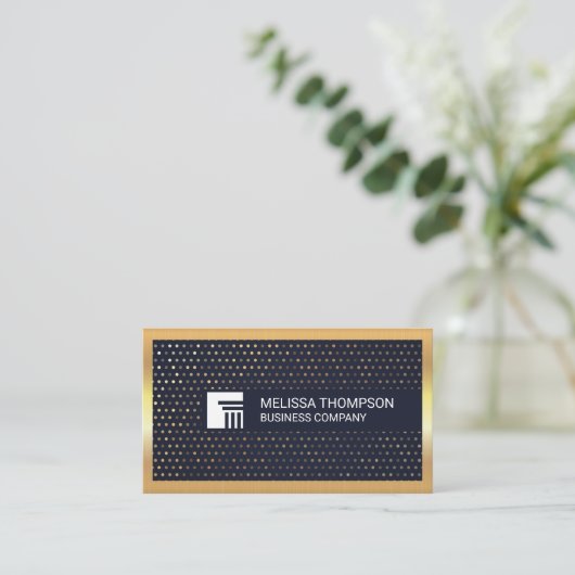 Gouden Sequin Patroon | Gouden metalen rand Visitekaartje (Staand voorkant)