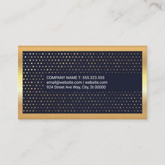 Gouden Sequin Patroon | Gouden metalen rand Visitekaartje (Achterkant)