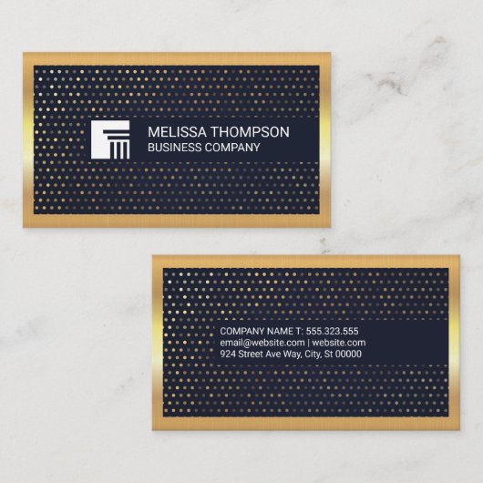 Gouden Sequin Patroon | Gouden metalen rand Visitekaartje (Voorkant / Achterkant)