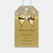 Gouden Sequins Bow Diamond Bruiloft Cadeaulabel (Achterkant)