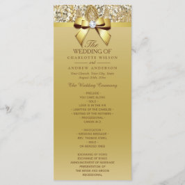 Gouden Sequins Diamond Bow Trouwprogramma Programmakaart
