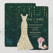 Gouden Sequins Jurk, Laarzen Bloemen Groen Kaart (Voorkant / Achterkant)