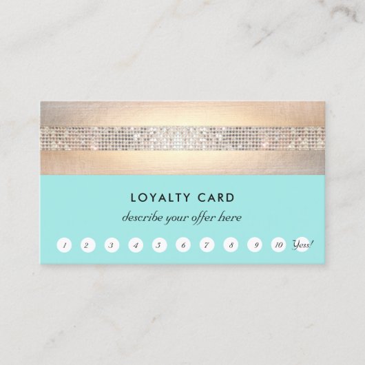 Gouden Sequins Turquoise Loyaliteit 10 Punch Spa S Klantenkaartje (Voorkant)