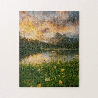 Gouden Sereniteit: Bergmeer Puzzel