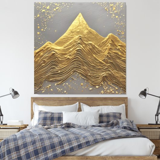 Gouden Sereniteit Canvas Afdruk (Insitu (Slaapkamer))