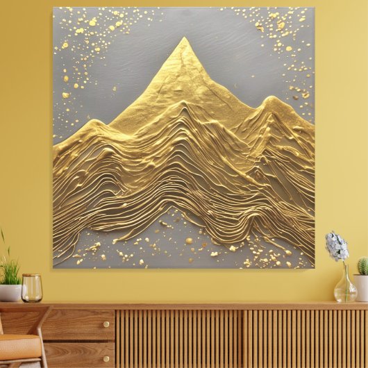 Gouden Sereniteit Canvas Afdruk (Insitu (Woonkamer))