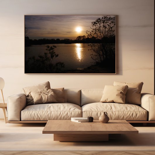 Gouden sereniteit: De omhelzing van een zonsonderg Perfect Poster