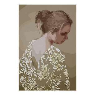 Gouden Sereniteit – Een Portret van Reflectie Perfect Poster