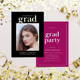 Gouden Serif Aangepaste Kleur Afstudeerfeest Folie Uitnodiging