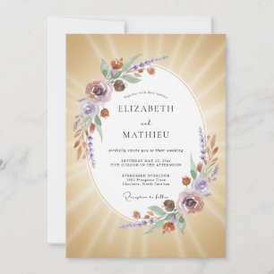 Gouden Sering Bouquet Eucalyptus Bruiloft Kaart
