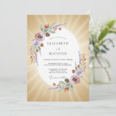 Gouden Sering Bouquet Eucalyptus Bruiloft Kaart (Staand voorkant)