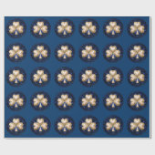 Gouden Shamrock op blauw inpakpapier (Vlak)