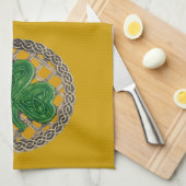 Gouden Shamrock op Keltische knopen keukenhanddoek (Quarter Fold)