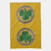 Gouden Shamrock op Keltische knopen keukenhanddoek (Verticaal)
