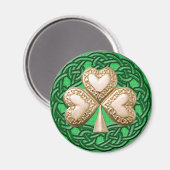 Gouden Shamrock op Keltische knopen magneet (Voorkant / Achterkant)