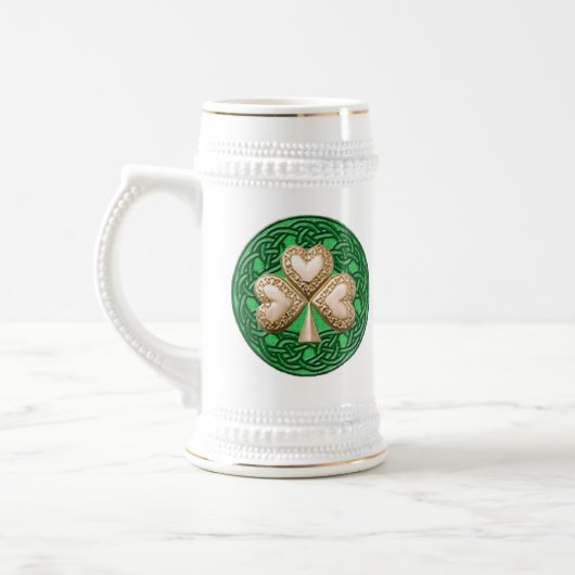 Gouden Shamrock op Keltische Knots Mok (Links)