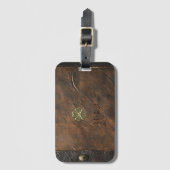 Gouden Shamrock St.Patrick`s Day, Bruin Leer Bagagelabel (Voorkant (verticaal))
