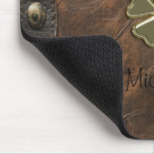 Gouden Shamrock St.Patrick`s Day,Bruin Leer Muismat (Hoek)