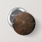 Gouden Shamrock St.Patrick`s Day,Bruin Leer Ronde Button 5,7 Cm (Voorkant /achterkant)