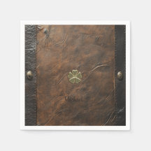 Gouden Shamrock St.Patrick`s Day,Bruin Leer