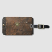 Gouden Shamrock St. Patrick's Day, Bruin leer Bagagelabel (Voorkant (horizontaal))