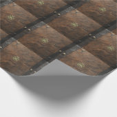 Gouden Shamrock St. Patrick's Day, Bruin leer Cadeaupapier (Hoek)