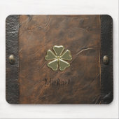 Gouden Shamrock St. Patrick's Day, Bruin leer Muismat (Voorkant)