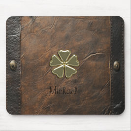 Gouden Shamrock St. Patrick's Day, Bruin leer Muismat