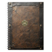 Gouden Shamrock St. Patrick's Day, Bruin leer Notitieboek (Voorkant)