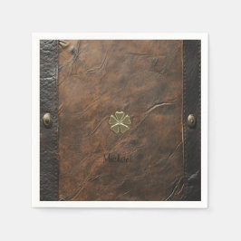 Gouden Shamrock St. Patrick's Day, Bruin leer Servet