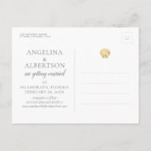 Gouden Shell Faux Folie Strand Bruiloft Save the D Aankondigingskaart (Achterkant)