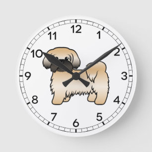 Gouden Shih Tzu met zwarte masker Cute Cartoon Hon Ronde Klok