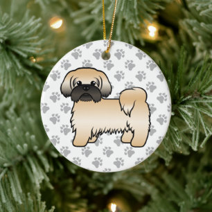 Gouden Shih Tzu met Zwarte Masker Knuffel Cartoon Keramisch Ornament