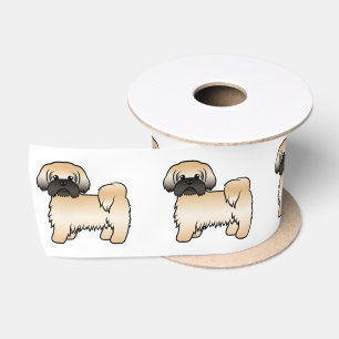 Gouden Shih Tzu met Zwarte Masker Knuffel Cartoon Satijnen Lint