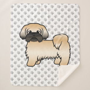 Gouden Shih Tzu met Zwarte Masker Knuffel Cartoon Sherpa Deken