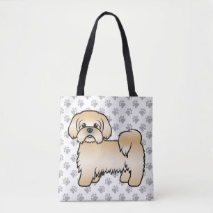 Gouden Shih Tzu Schattige Cartoon Hond & Pootjes Tote Bag