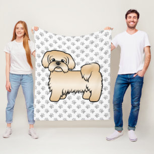 Gouden Shih Tzu Schattige Cartoonhond Illustratie Fleece Deken