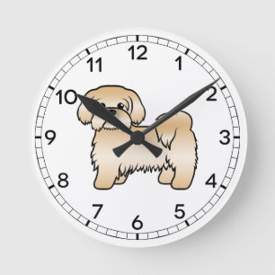 Gouden Shih Tzu Schattige Cartoonhond Illustratie Ronde Klok