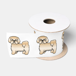 Gouden Shih Tzu Schattige Cartoonhond Illustratie Satijnen Lint