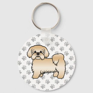 Gouden Shih Tzu Schattige Cartoonhond Illustratie Sleutelhanger