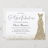 Gouden Shimmer Jurk Zestig & Fabulous 60e Verjaard Kaart (Voorkant)