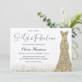 Gouden Shimmer Jurk Zestig & Fabulous 60e Verjaard Kaart (Staand voorkant)