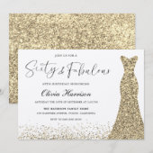 Gouden Shimmer Jurk Zestig & Fabulous 60e Verjaard Kaart (Voorkant / Achterkant)