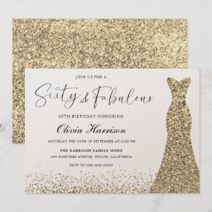 Gouden Shimmer Jurk Zestig & Fabulous 60e Verjaard Kaart